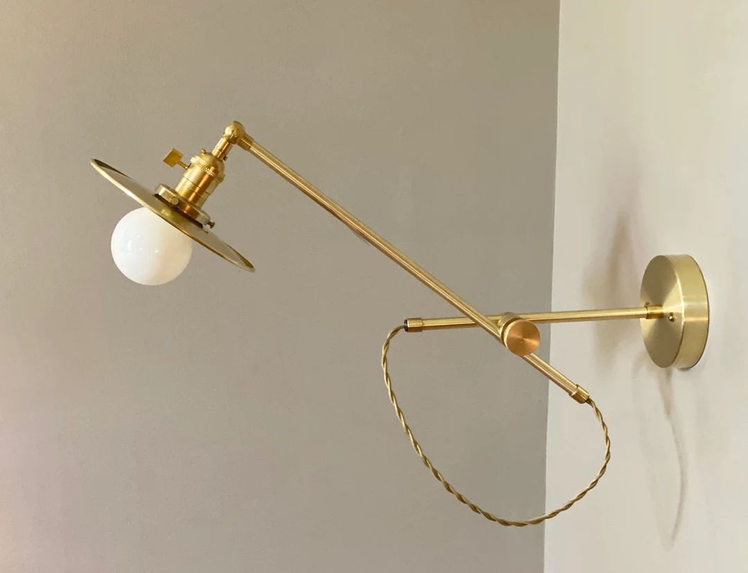 Articulating Brass Stump Lamp - Boom Light - Adjustable Scissor Sconce - Mid-century Modern Style... | Etsy (US)