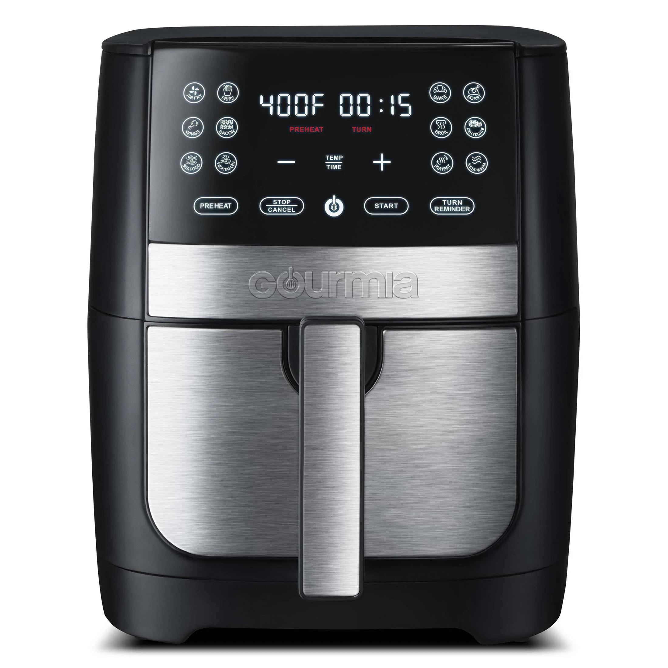 Gourmia 8 Qt Digital Air Fryer with FryForce 360 and Guided Cooking, Black/Stainless Steel, GAF82... | Walmart (US)
