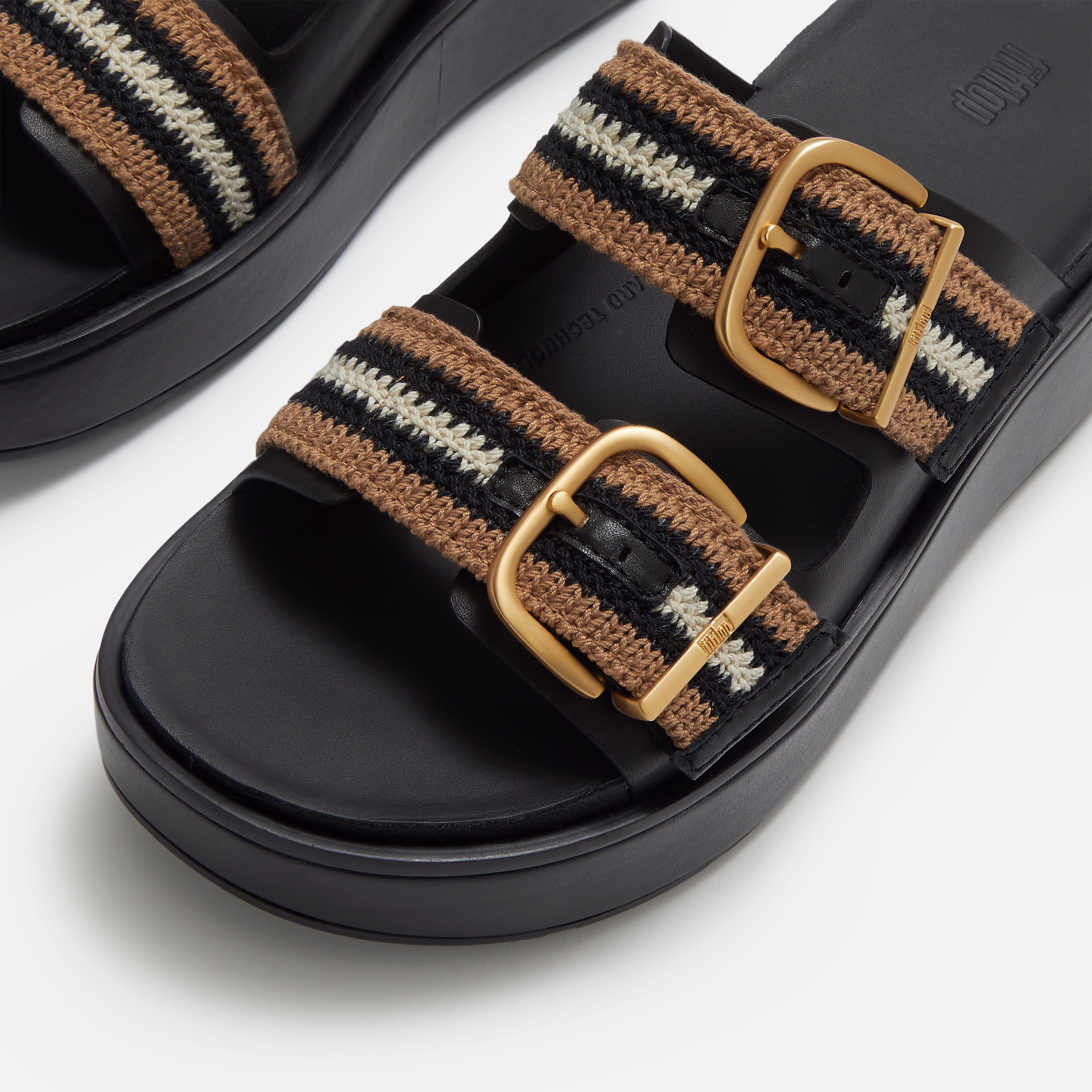 GEN-FF Max Buckle Stripe-Webbing Two-Bar Slides | FitFlop (US)