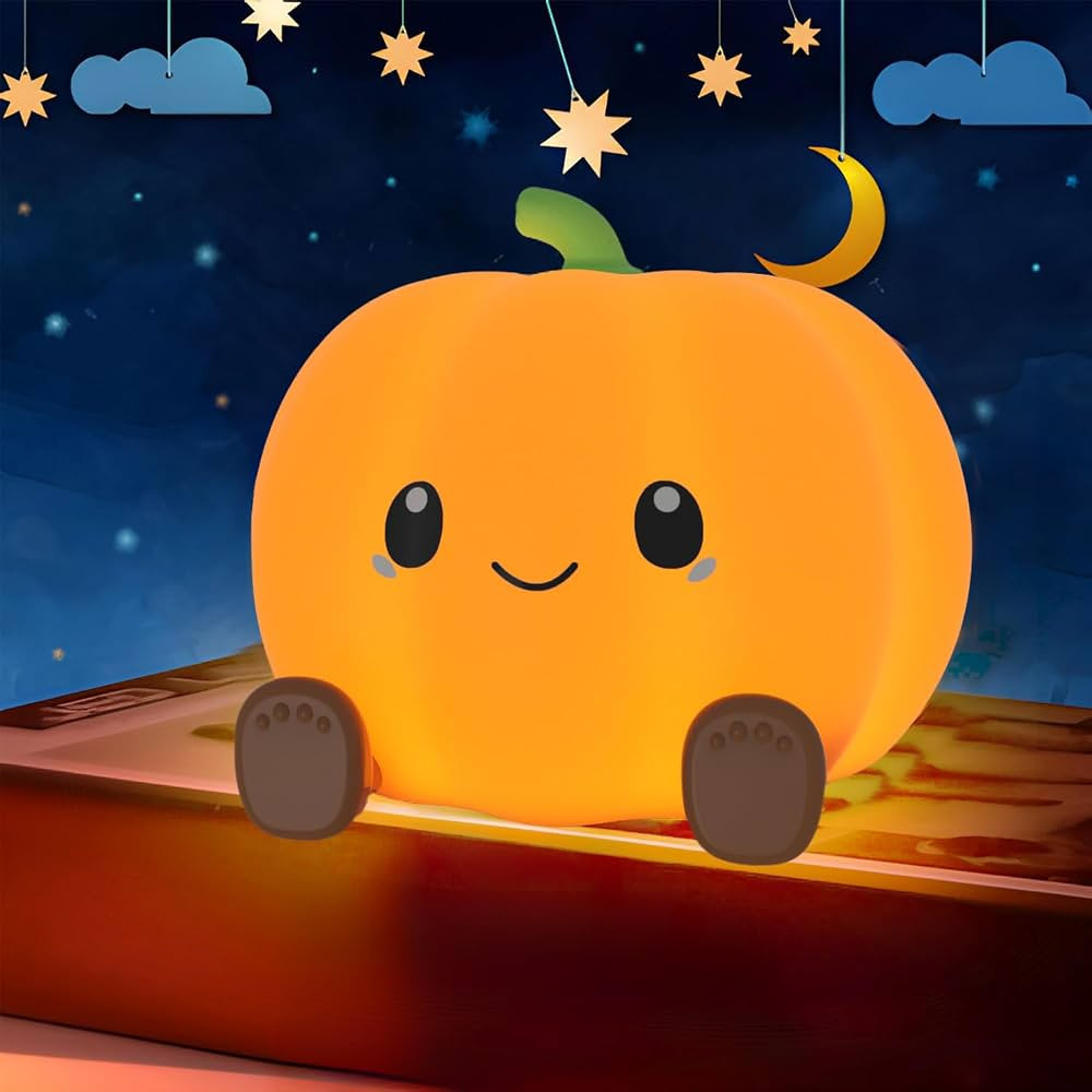 Pumpkin Night Light for Kids Adult, 3 Adjustable Brightness, USB-C Rechargeable, Baby-Safe Bedsid... | Amazon (US)