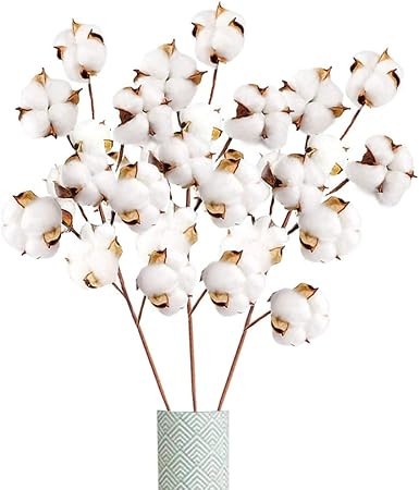 3 PCS Cotton Stems,Artificial Cotton Branches Farmhouse Decor Floral Display Filler Flower Bouque... | Amazon (US)