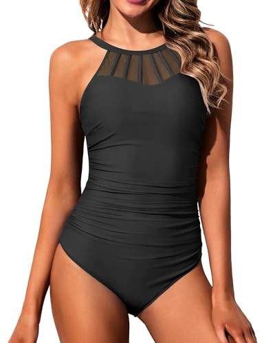 Holipick Black Black Women High Neck One Piece Swimsuit Tummy Control Bathing Suit Modest Swimwear S | Amazon (US)