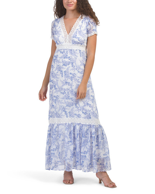 Lace Trim V-neck Maxi Dress | TJ Maxx