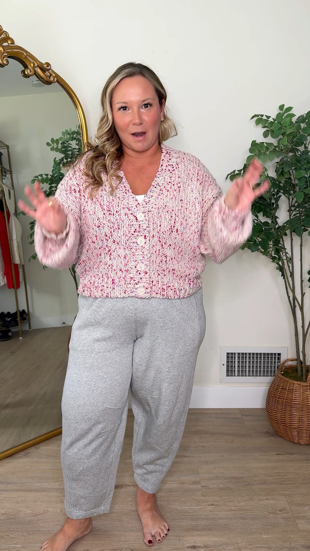 Aerie try on haul! 
Tons of causal lounge wear options! 
Cardigan sweater size MEDIUM 
Barrel pants size MEDIUM 
Yellow set size MEDIUM sweater (size down 1-2 very oversized!)
Yellow pants size MEDIUM SHORT 
Pink sweater size MEDIUM 
Gray top size MEDIUM 
Jeans size 12 SHORT (size down one they are stretchy and flexible) 
Floral pants size MEDIUM SHORT 
Pajamas size LARGE 

Matching set, pajamas, Valentines outfit, balloon pants, spring trends, travel style, casual outfit, spring outfit, sweater, joggers

#LTKMidsize #LTKOver40 #LTKPetite