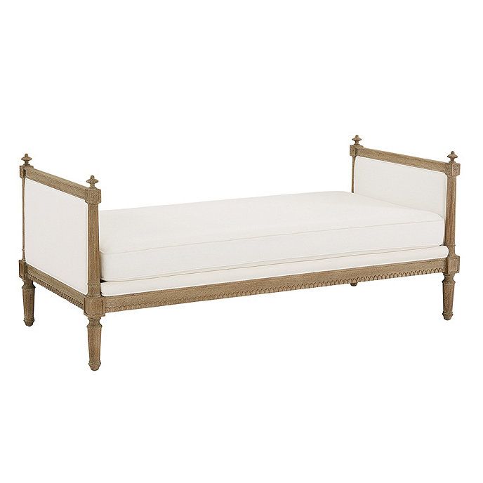 Lilith Upholstered Chaise in Linen & Limed Oak Carved Frame | Ballard Designs, Inc.