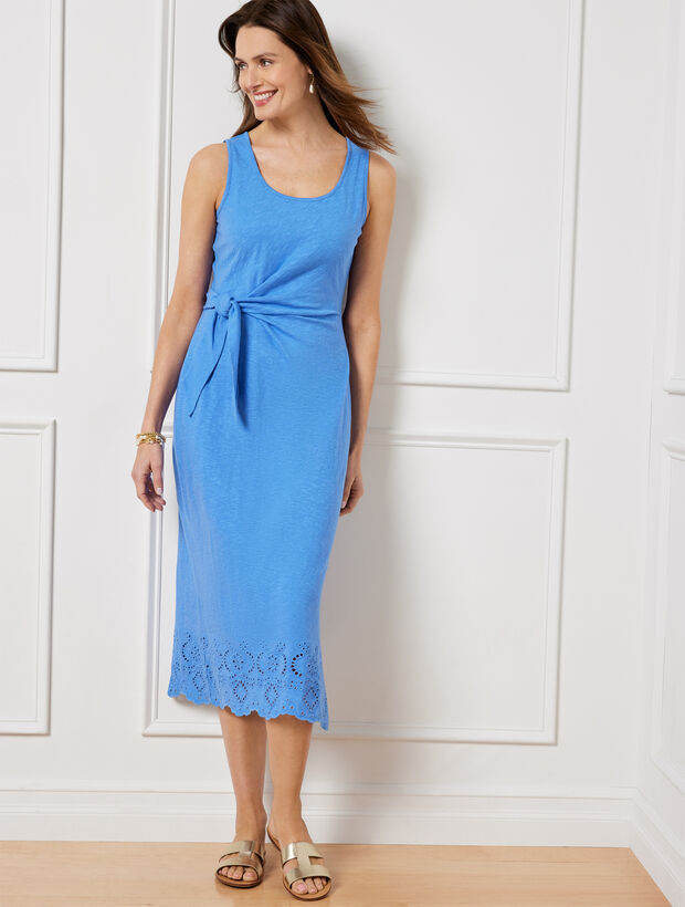 Nantucket Slub Sleeveless Side Tie Midi Dress | Talbots