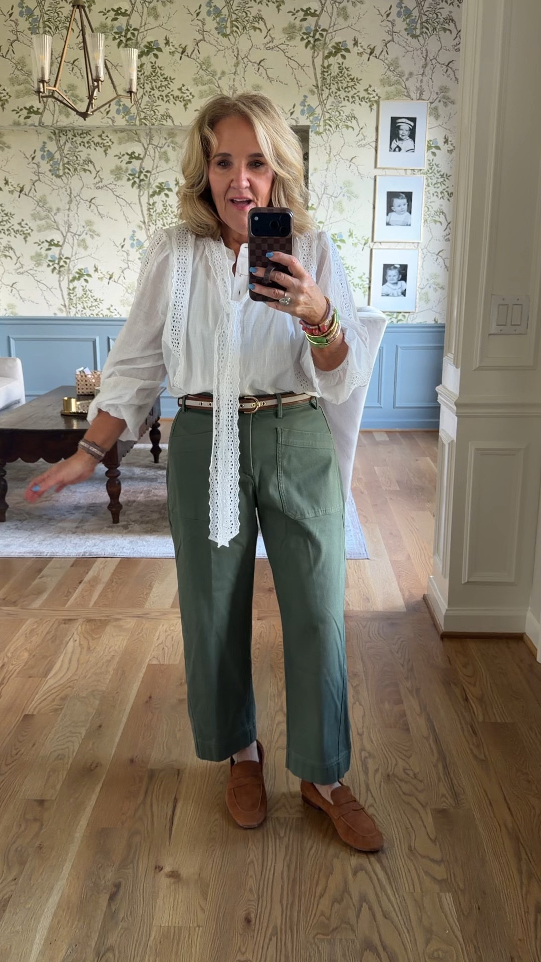 Loft blouse size medium 
Spanx twill pants run big I’m in a med petite 
Linking a similar modesty cami 
My bracelet set launches in 2 days!!!! 

#LTKPetite #LTKOver40 #LTKootd