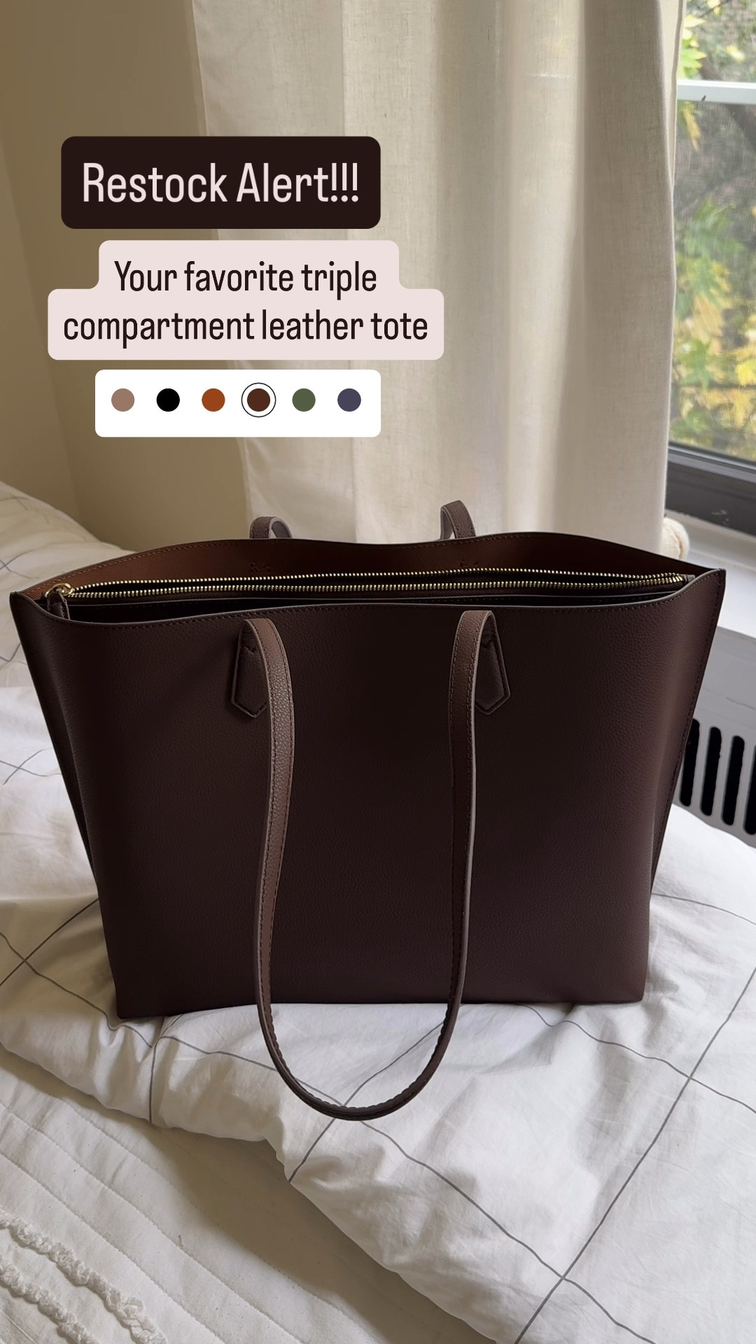 Restock alert!! Your favorite leather tote from Quince is back and free shipping! Lots of color options. Great work tote 

#LTKItBag #LTKWorkwear