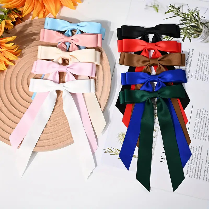 Silky Satin Hair Bows Hair Clip Ribbon Accessories Ponytail - Temu | Temu Affiliate Program