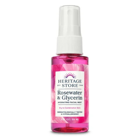 HERITAGE STORE Rosewater & Glycerin Hydrating Facial Mist - Dry Combination Skin Care - Rose Water Spray w/ Vegetable Glycerine, Made Without Dyes or Alcohol, Hypoallergenic, Vegan, Cruelty Free, 2oz | Walmart (US)