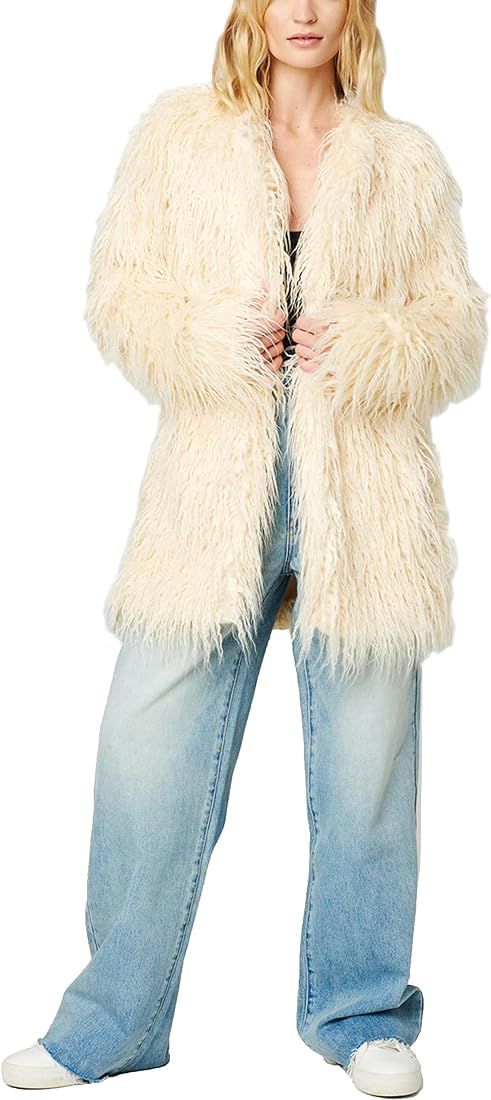 [BLANKNYC] Womens Luxury Clothing Mongolian Faux Fur Coat, Comfortable & Windbreaker Jacket | Amazon (US)