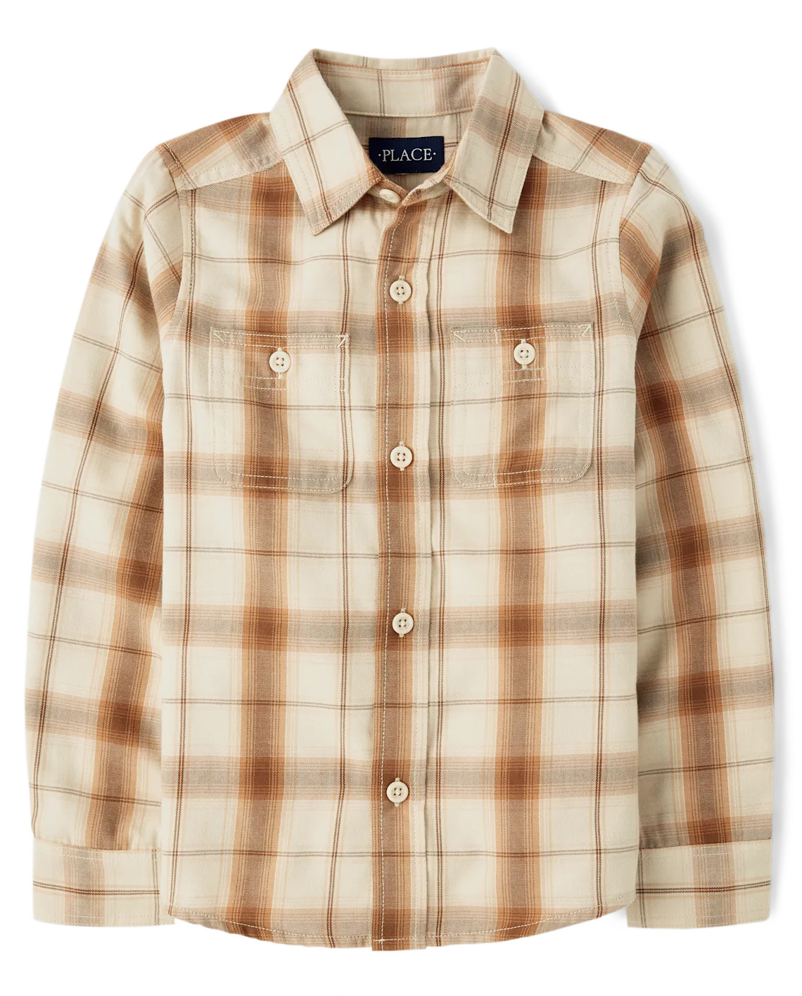 Boys Dad And Me Plaid Flannel Button Up Shirt - brown | The Children's Place