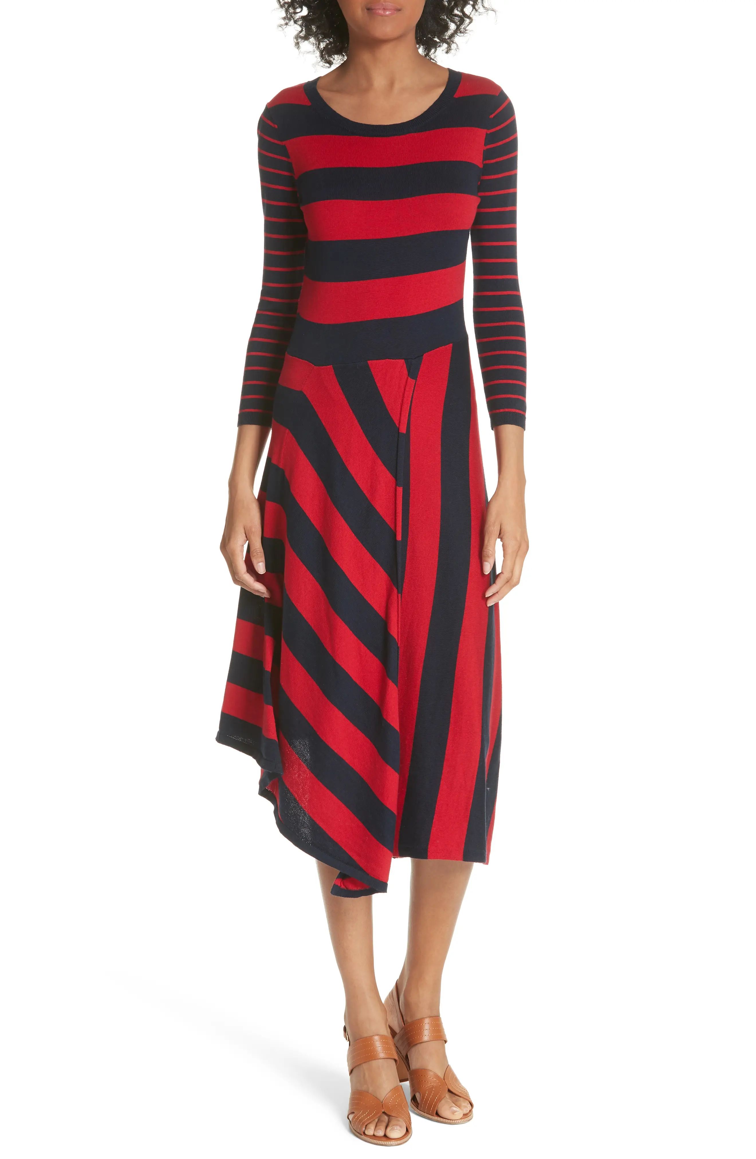 Joie Ecedra Asymmetrical Stripe Faux Wrap Dress | Nordstrom