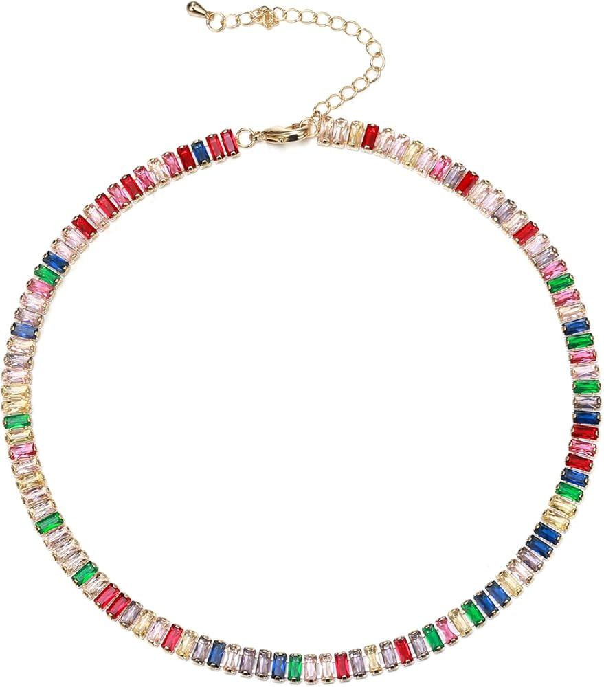 FANZE Tennis Necklaces for Women, Cubic Zirconia Necklace Choker Necklace Classic Dainty Jewelry ... | Amazon (US)