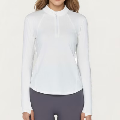 Anna-Kaci Active Women's Long Sleeve Active Top with High Neck Half Zip Front Smooth Stretch Fabric and Contoured Fit - X Large, White | Target