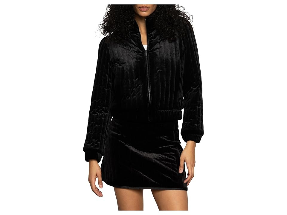 Sanctuary Quilted Velvet Jacket Women's Vest Black 1 : SM (US 4-6), Polyester/Velvet | Zappos