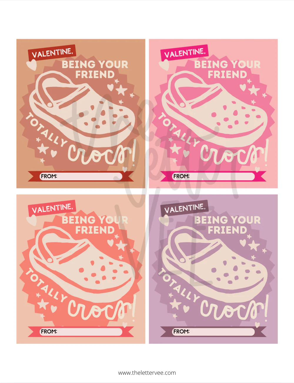Being your friend totally CROCS Valentines | Printable Valentines | The Letter Vee