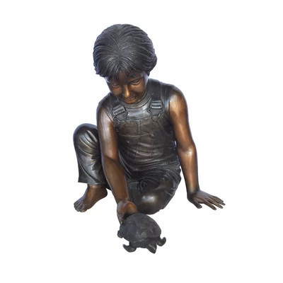 Bronze Boy Push Turtle Fountain | Wayfair North America