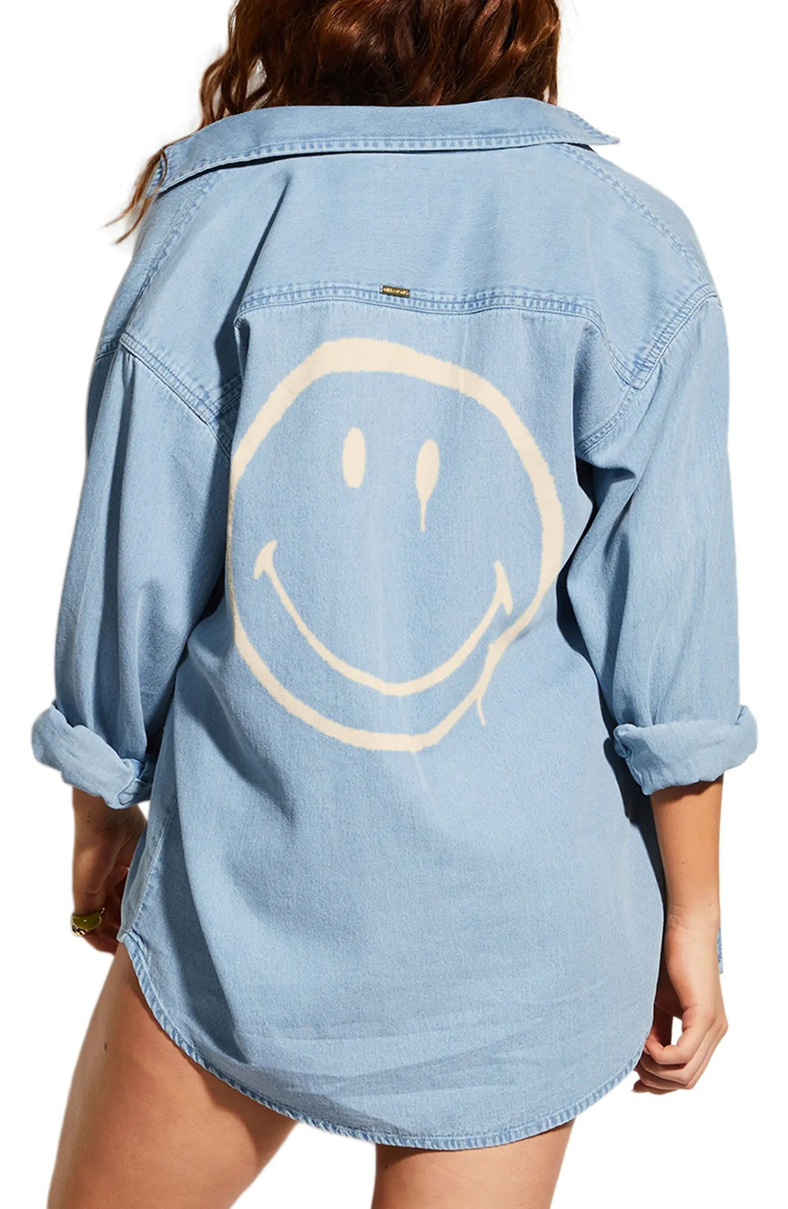 Billabong x Smiley® Down the Coast Button-Up Denim Shirt | Nordstrom | Nordstrom
