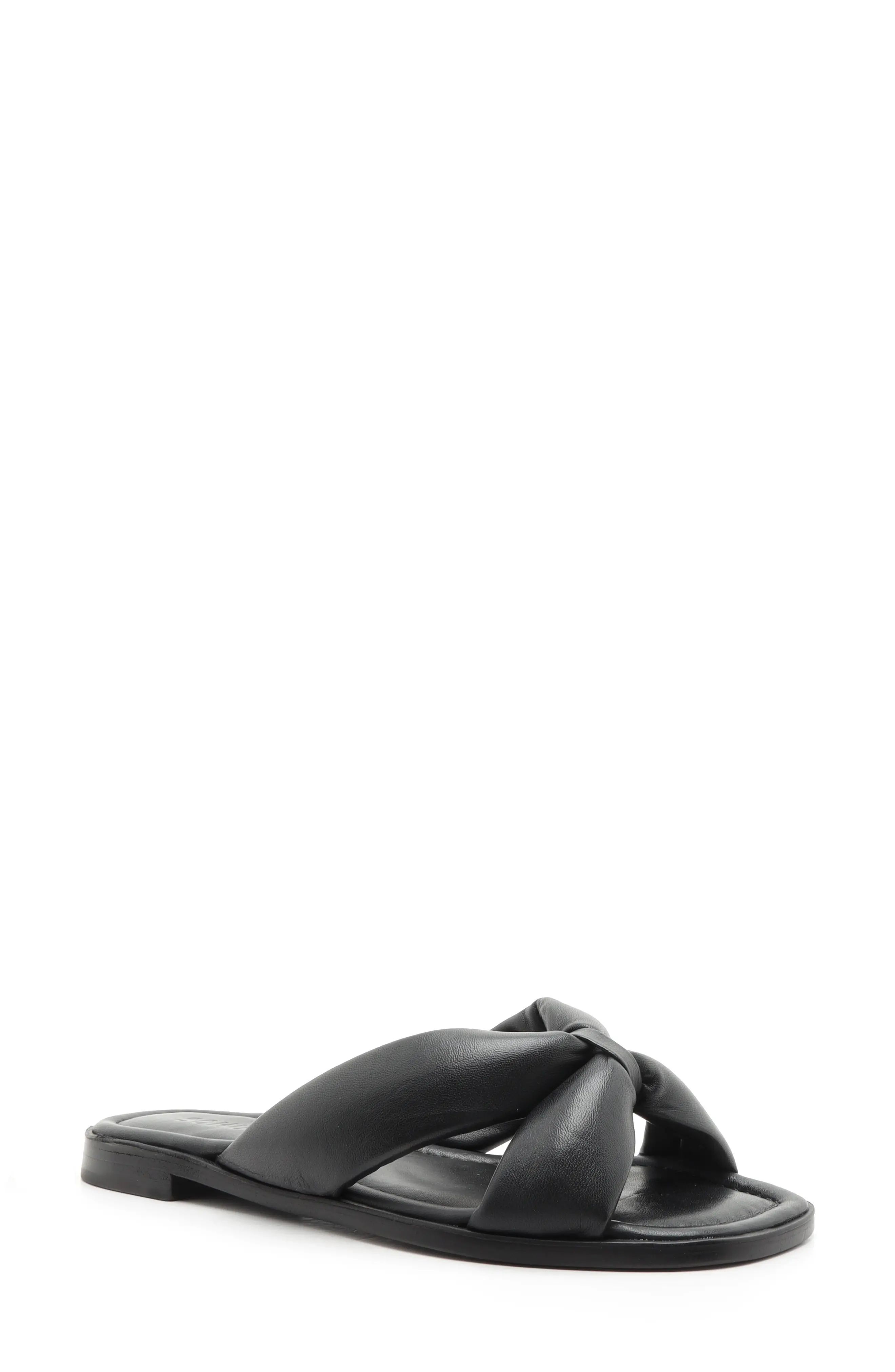 Schutz Fairy Slide Sandal in Black Leather at Nordstrom, Size 6 | Nordstrom