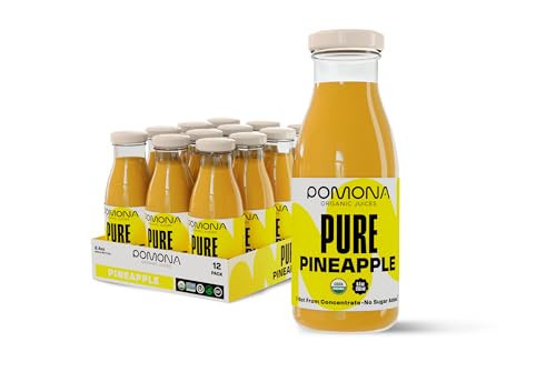 Pomona Organic Juices Pure Pineapple Juice, 8.4 Ounce Bottle (Pack of 12), Cold Pressed Organic Juice, Non-GMO, No Sugar Added, Not from Concentrate, Gluten Free, Kosher Certified, Preservative Free | Amazon (US)
