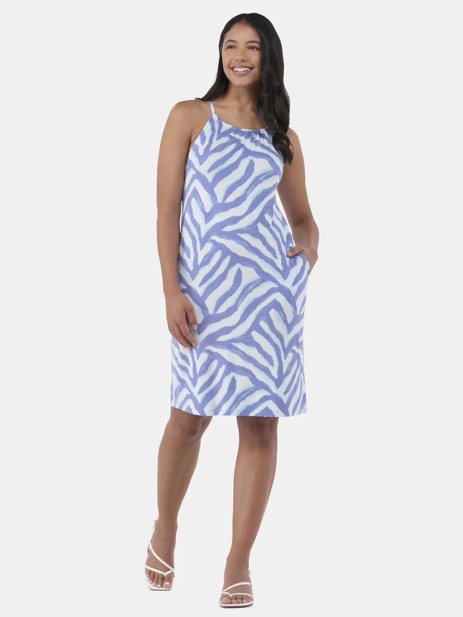 Time and Tru Women's Halter Dress with Pockets, Sizes XS-XXXL | Walmart (US)