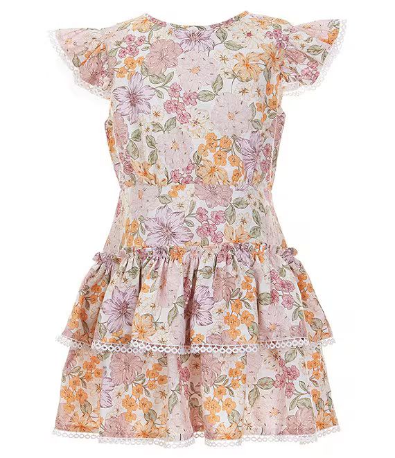 Little/Big Girls 4-16 Ambrosia Flutter-Sleeve Floral Drop-Waist Dress | Dillard's