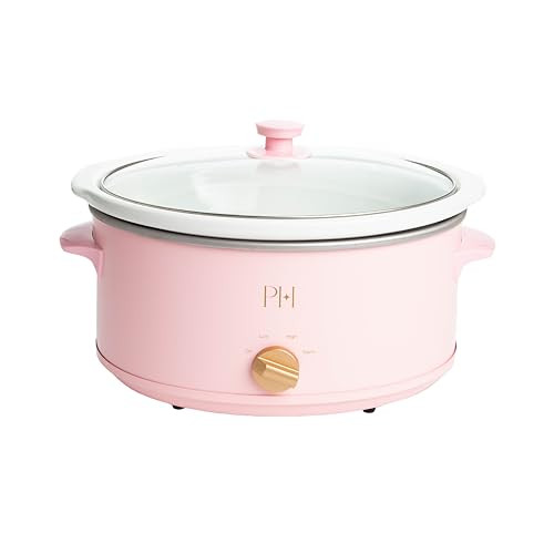 Paris Hilton 6-Quart Manual Slow Cooker, Features Three Settings (Low, High, Warm), Naturally Nonstick and Dishwasher Safe Stoneware Insert, Family Sized Capacity, Pink | Amazon (US)