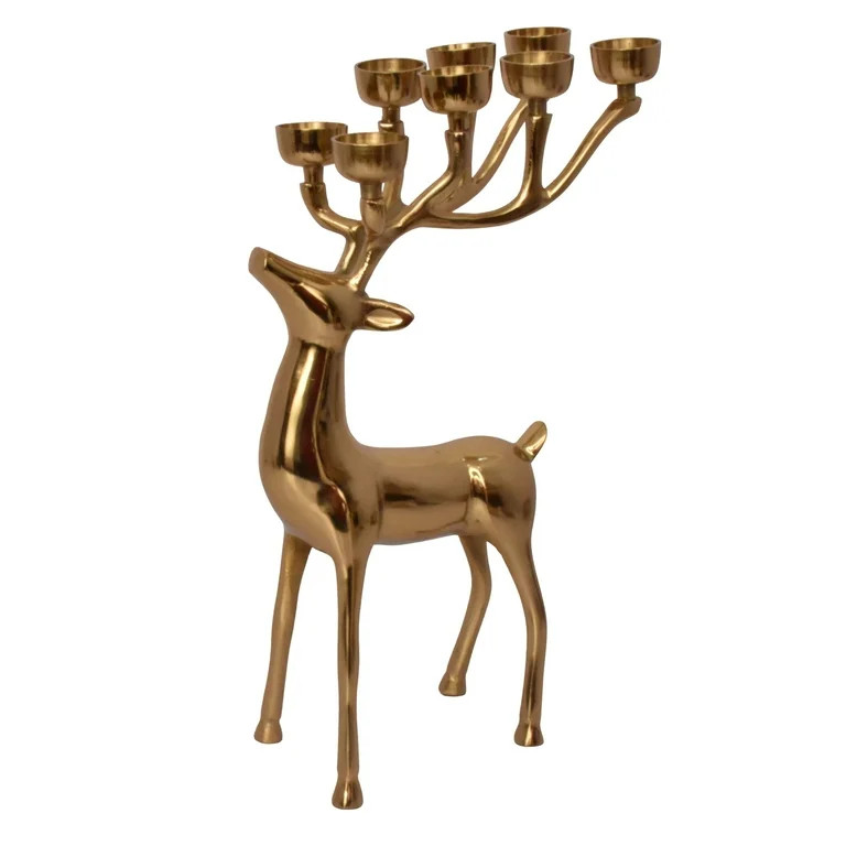 Cast Aluminum Standing Reindeer Tealight Holder, Gold, 20&quot;, by My Texas House | Walmart (US)