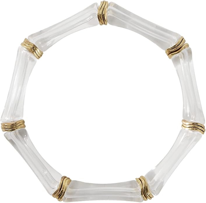 Bamboo Tube Bangle Bracelets for Women Stacking Chunky Colorful Acrylic Beads Stretch Bracelets F... | Amazon (US)