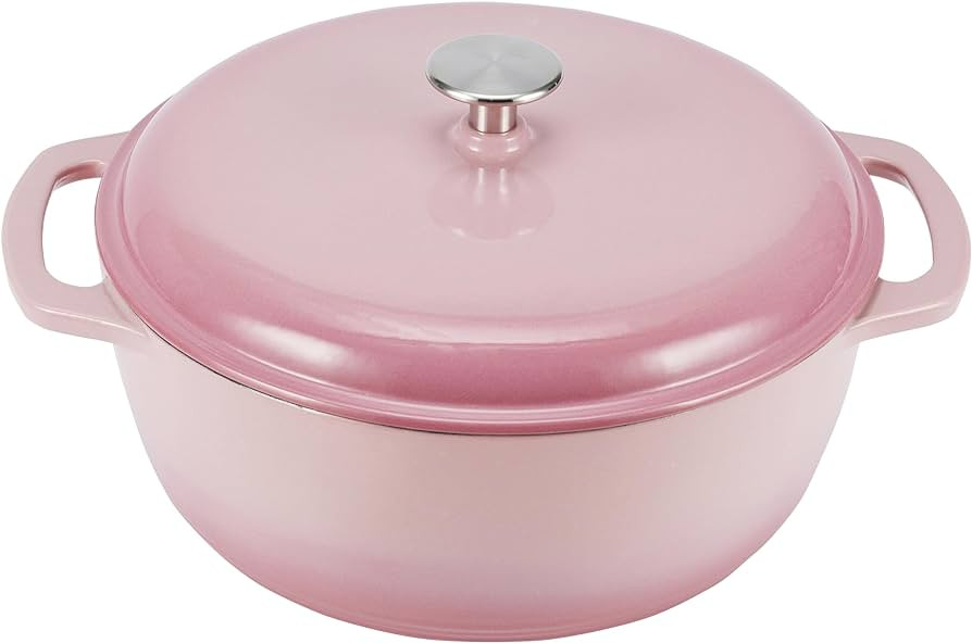 Amazon Basics Enameled Cast Iron Round Dutch Oven with Lid and Dual Handles, Heavy-Duty, 6-Quart,... | Amazon (US)