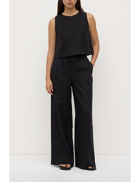 Assembly Label Estelle Linen Top Black | David Jones | David Jones (Australia & New Zealand)