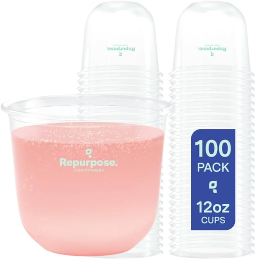Repurpose Disposable Plant-Based Stemless Glasses, 12oz, 100ct | Amazon (US)