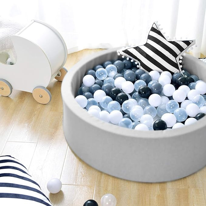TRENDBOX Soft Memory Foam Ball Pit Sponge Indoor Round Ball Pit for Toddler Children - Light Gray | Amazon (US)