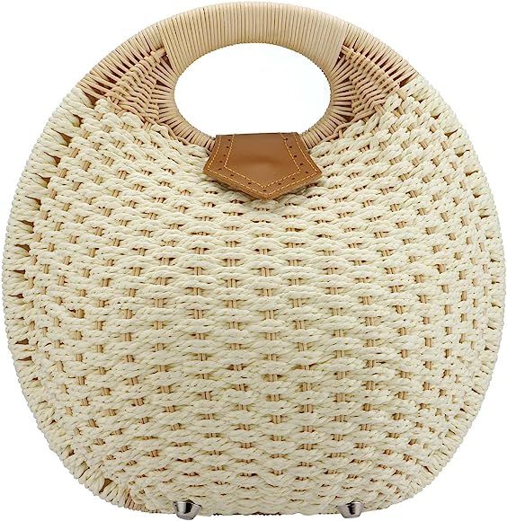 Puedo Women Shell Shape Straw Bag Rattan Woven Beach Handbags Summer Straw Tote Bag | Amazon (US)