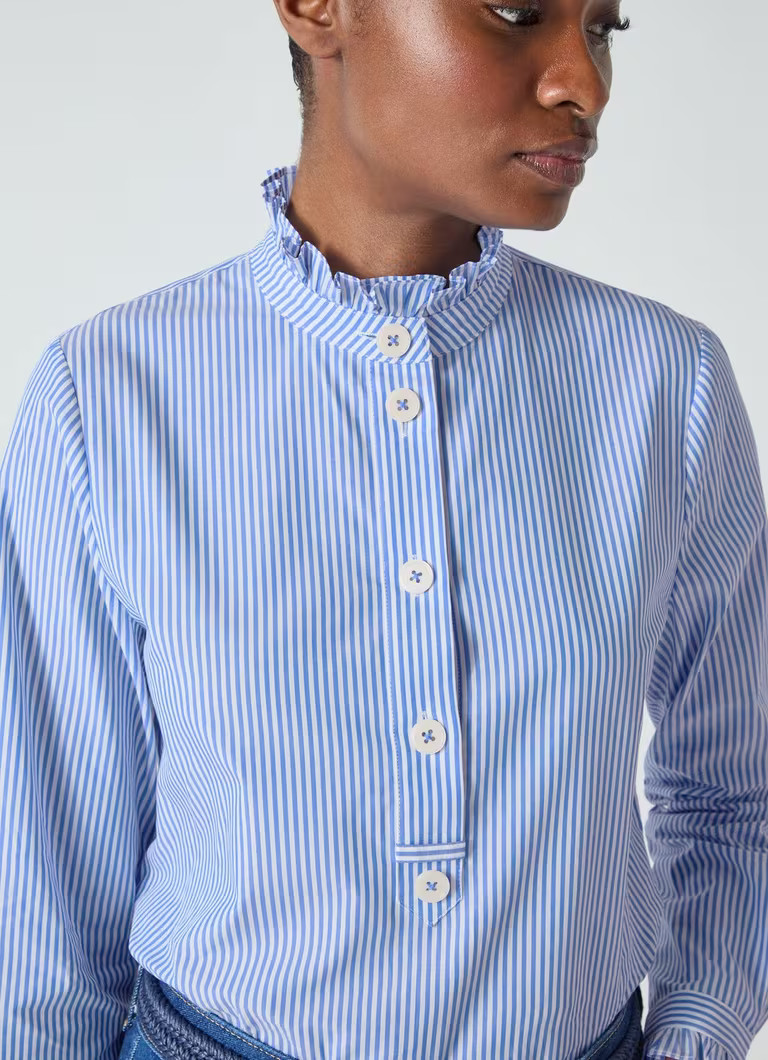 Emile Blue & Navy Cotton Poplin Stripe Shirt | L.K. Bennett (UK)