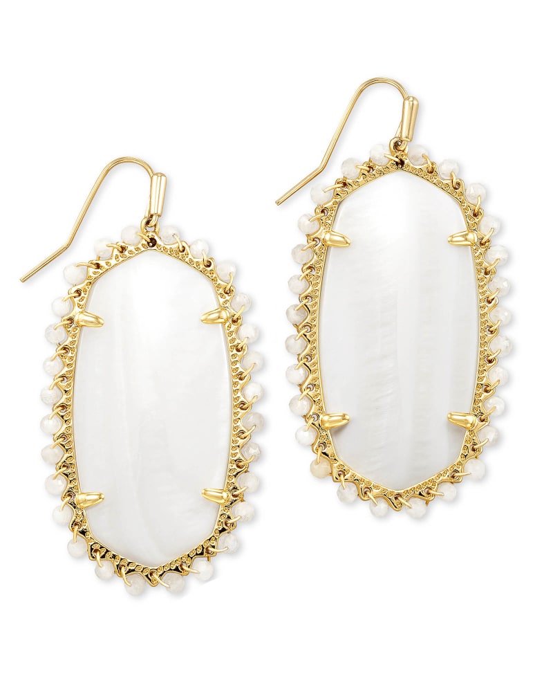 Beaded Danielle Gold Drop Earrings in White Mussel | Kendra Scott