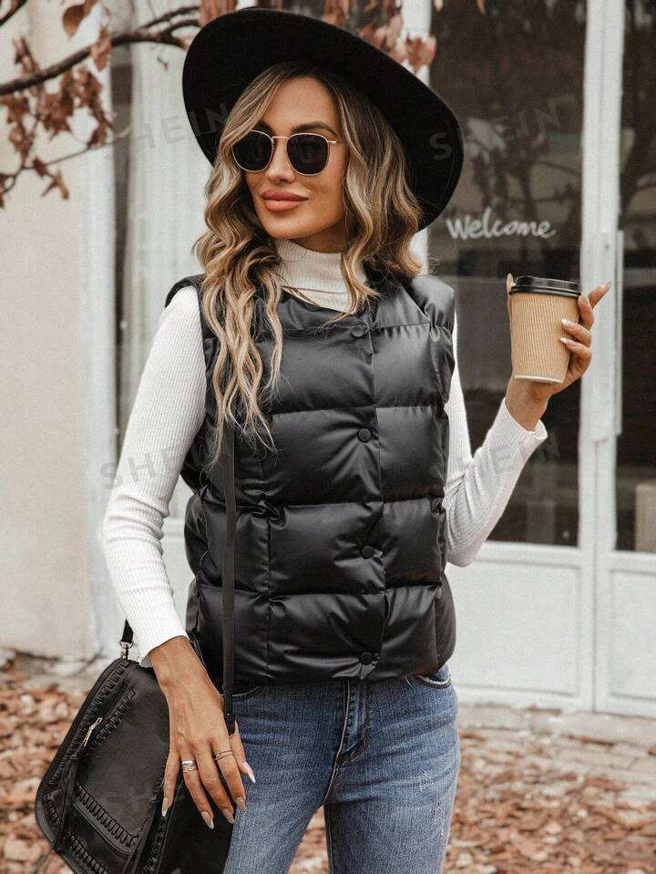 4-29%SHEIN LUNE Zip Up Teddy Lined Vest Quilted Coat100+ sold recentlyGBP£12.77 | SHEIN