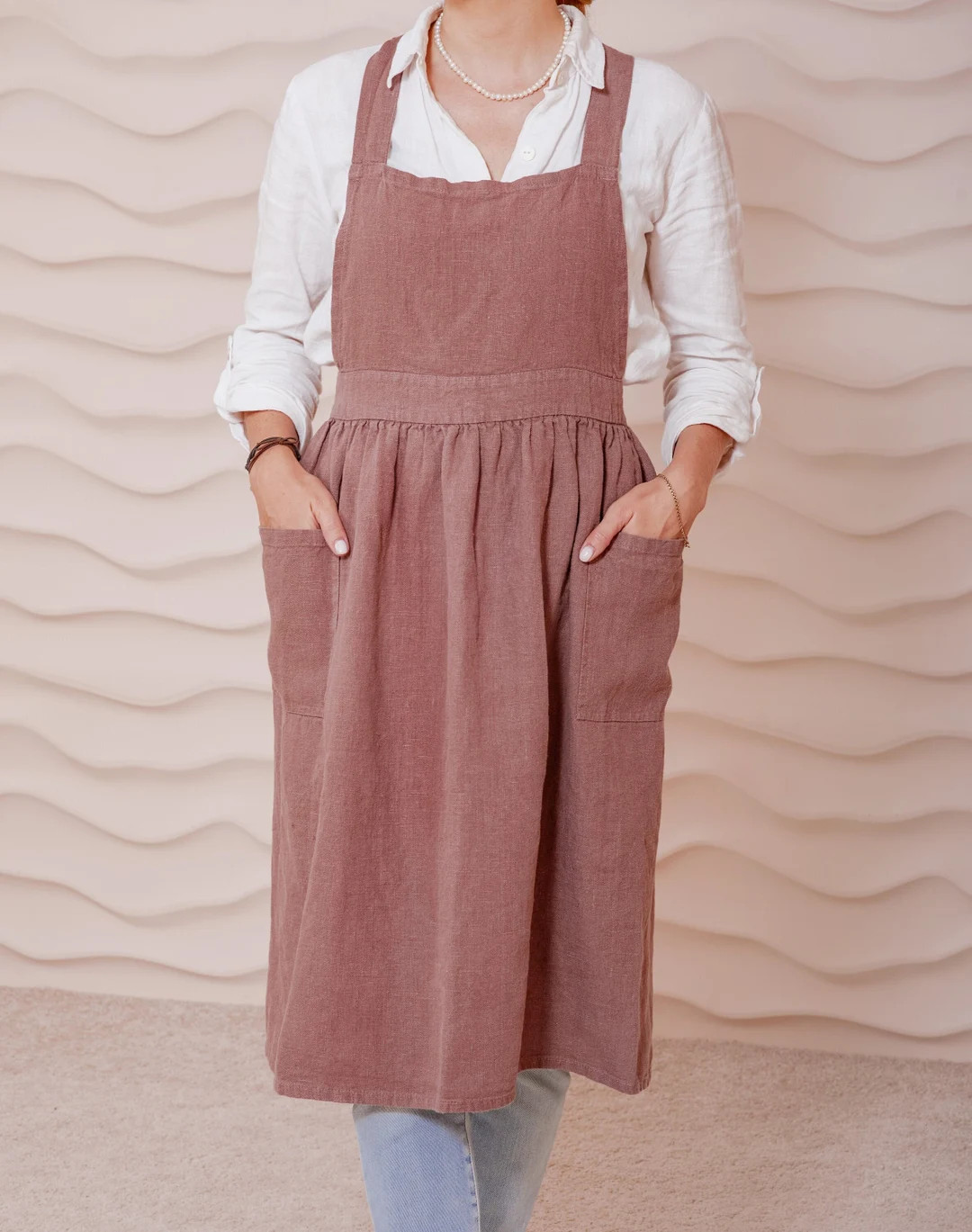 Linen Pinafore Apron Pinafore Dress With Pockets, Linen Retro Apron for Women, Linen Pinafore Dre... | Etsy (US)