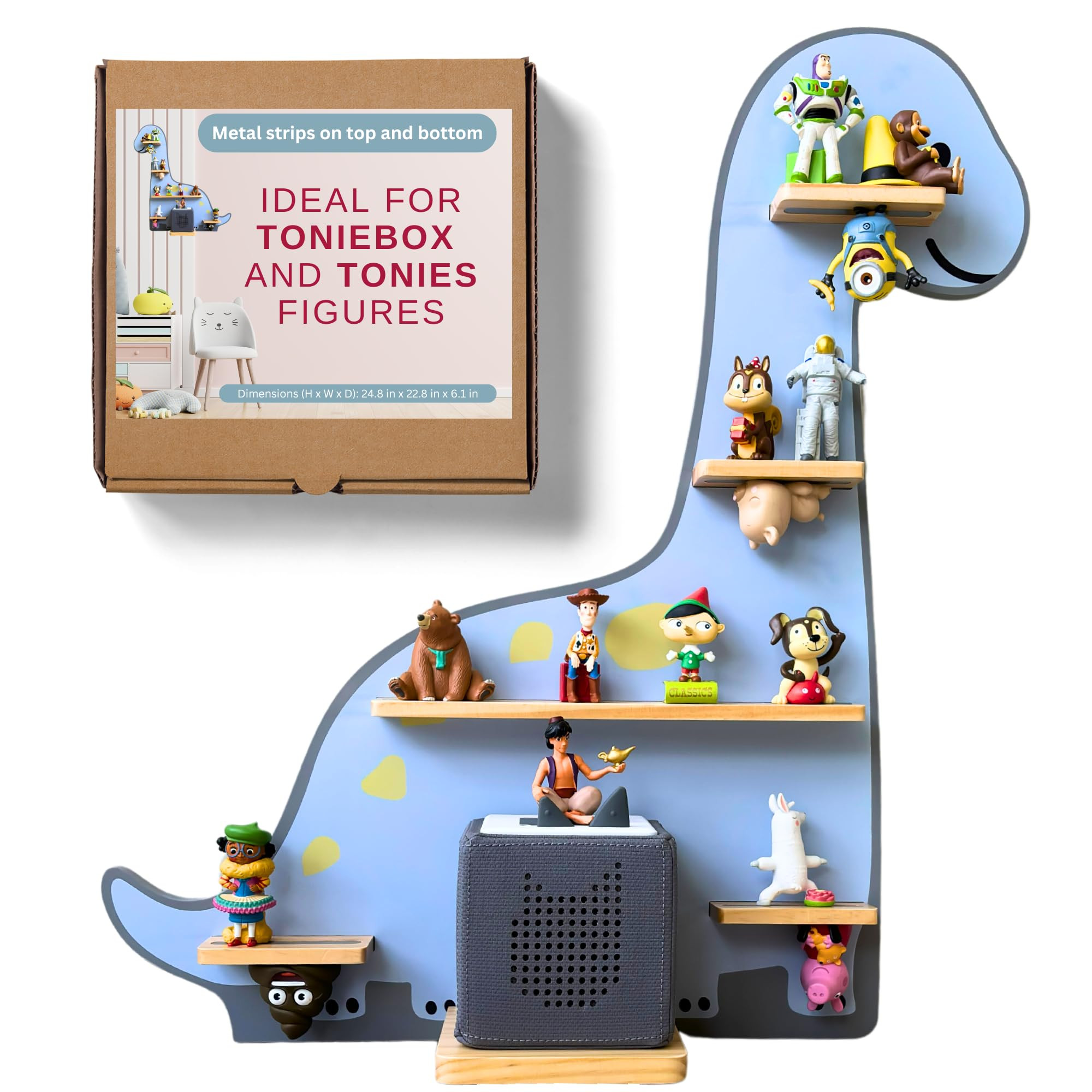 BigStep Large Magnetic Shelf for Toniebox - Metal Strips on Top and Bottom to Hold Tonie Characte... | Amazon (US)