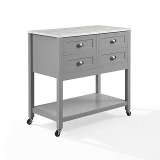 CROSLEY FURNITURECornell Gray Kitchen Cart with Faux Marble TopQuestions & Answers (5) | The Home Depot