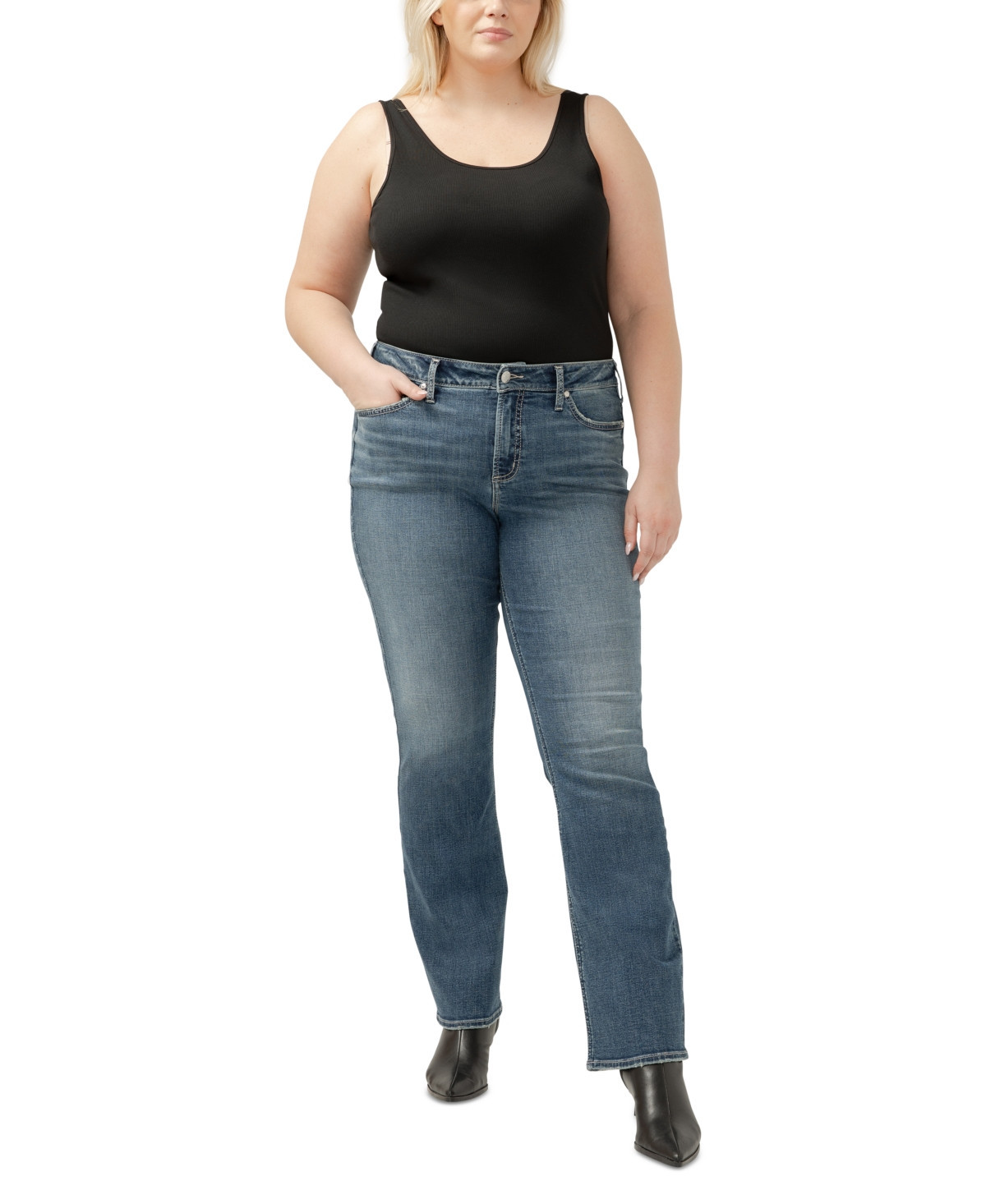 Silver Jeans Co. Plus Size Suki Curvy-Fit Slim Bootcut Jeans - Indigo | Macy's
