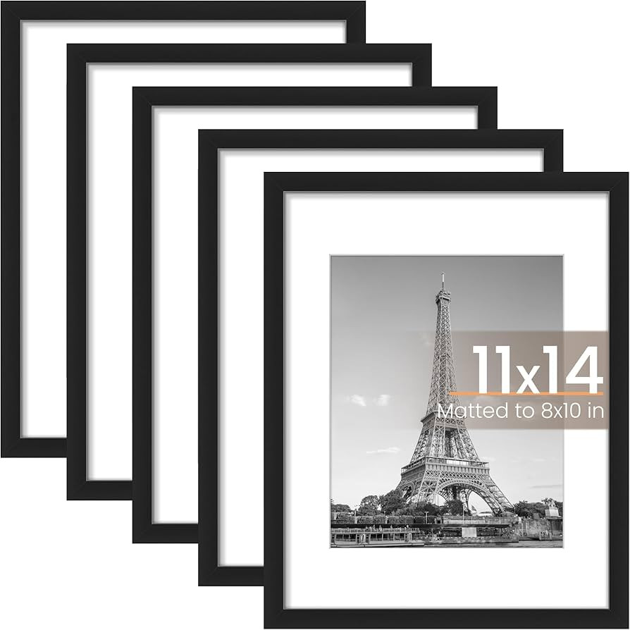 upsimples 11x14 Picture Frame Set of 5, Display Pictures 8x10 with Mat or 11x14 Without Mat, Wall... | Amazon (US)