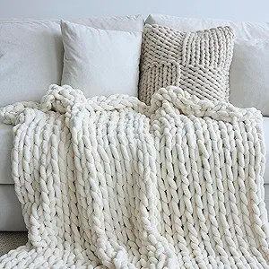 Maetoow Chenille Chunky Knit Blanket Throw （50×60 Inch）, Handmade Warm & Cozy Blanket Couch,... | Amazon (US)