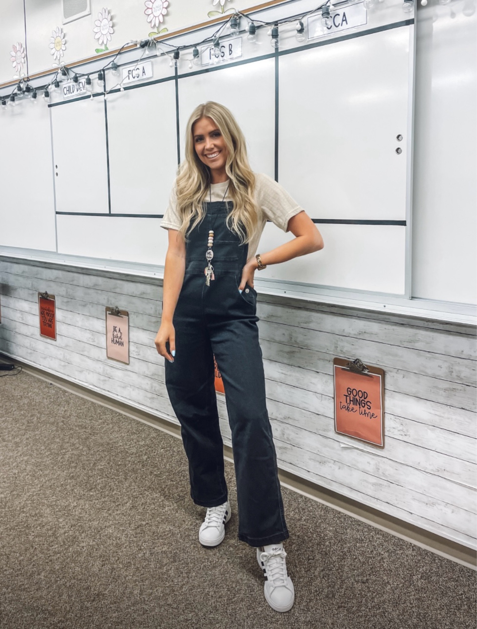 teacher casual Friday outfit on sale for prime days!

overalls: true to size and more colors
sneakers: true to size 

#LTKBacktoSchool #LTKWorkwear #LTKSummerSales