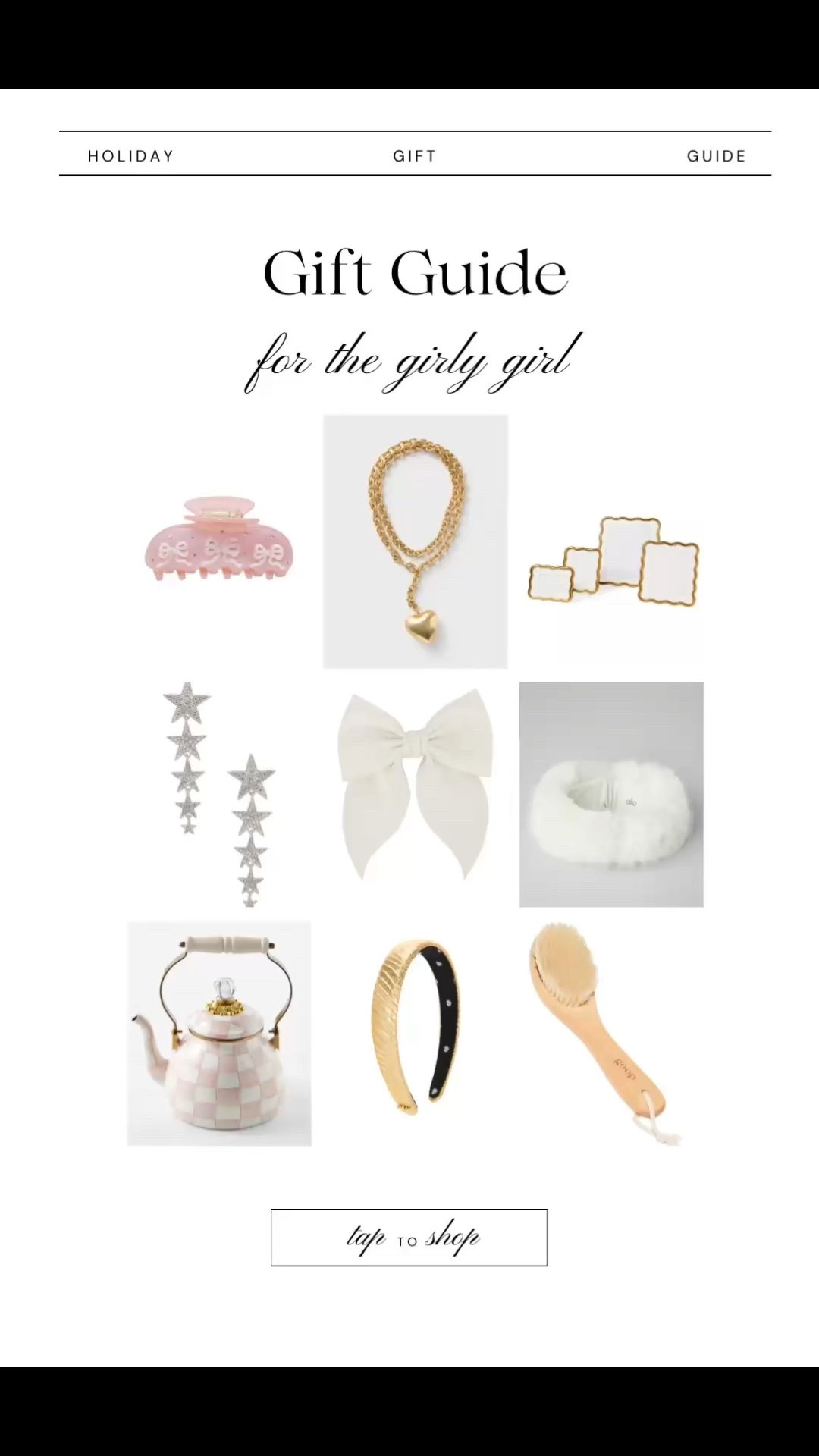 This gift guide is full of exactly what’s on every girly girl’s wishlist this year 🎀🤍💫

gift ideas, hair accessories, dry brush, Mackenzie Childs tea kettle, pink claw clip, gold chunky necklace, gold headband, bow clip, feminine gifts, gifts for her

#LTKHoliday #LTKSeasonal #LTKGiftGuide