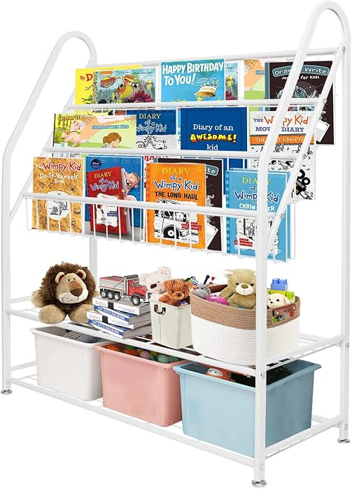 aboxoo Metal Kids Bookshelf Freestanding Bookcase for Children Room 32 in Large Toy Organizer Mod... | Amazon (US)