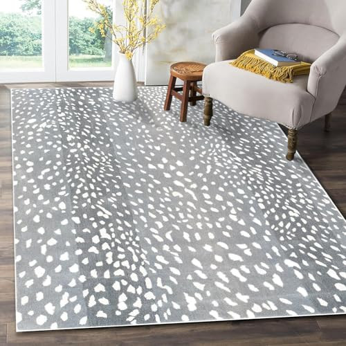 Antelope Cheetah Charcoal,Neutral,Grey,Ivory Animal Contemporary Handmade 100% Woolen Area Rugs & Carpets (Grey, 6 x 9 FT) | Amazon (US)