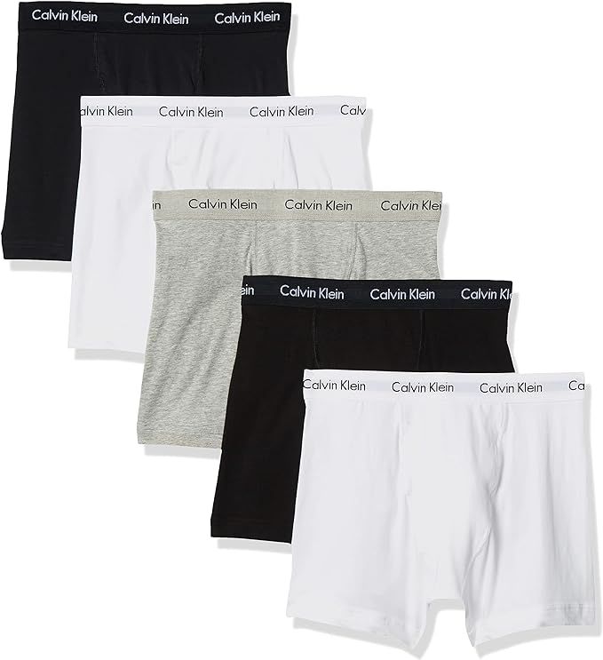Calvin Klein Men's Cotton Stretch Multipack Boxer Briefs, 1 GREY HEATHER, 2 WHITE, 2 BLACK, Large... | Amazon (US)