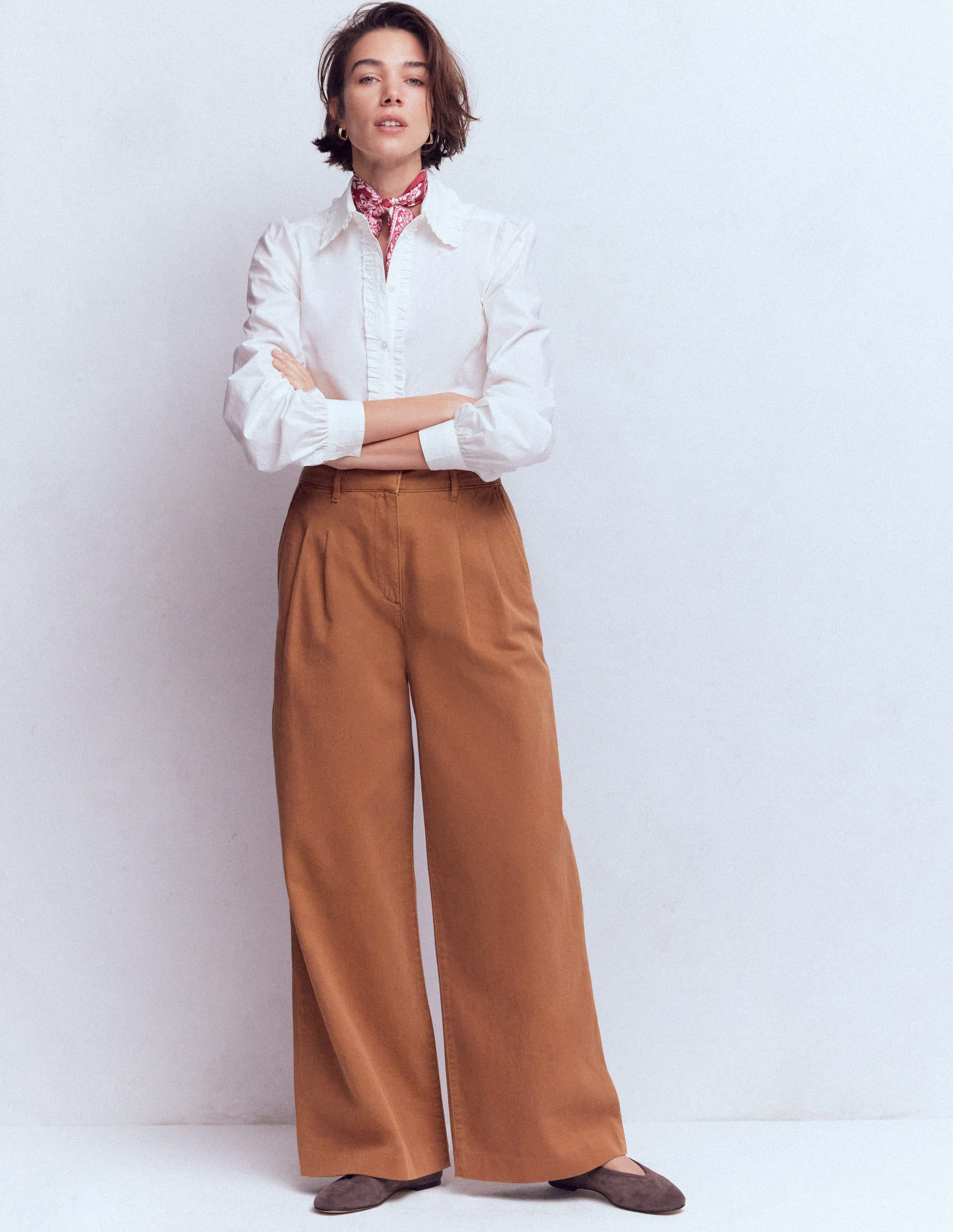 Kensington Wide Leg Trousers-Ginger | Boden UK